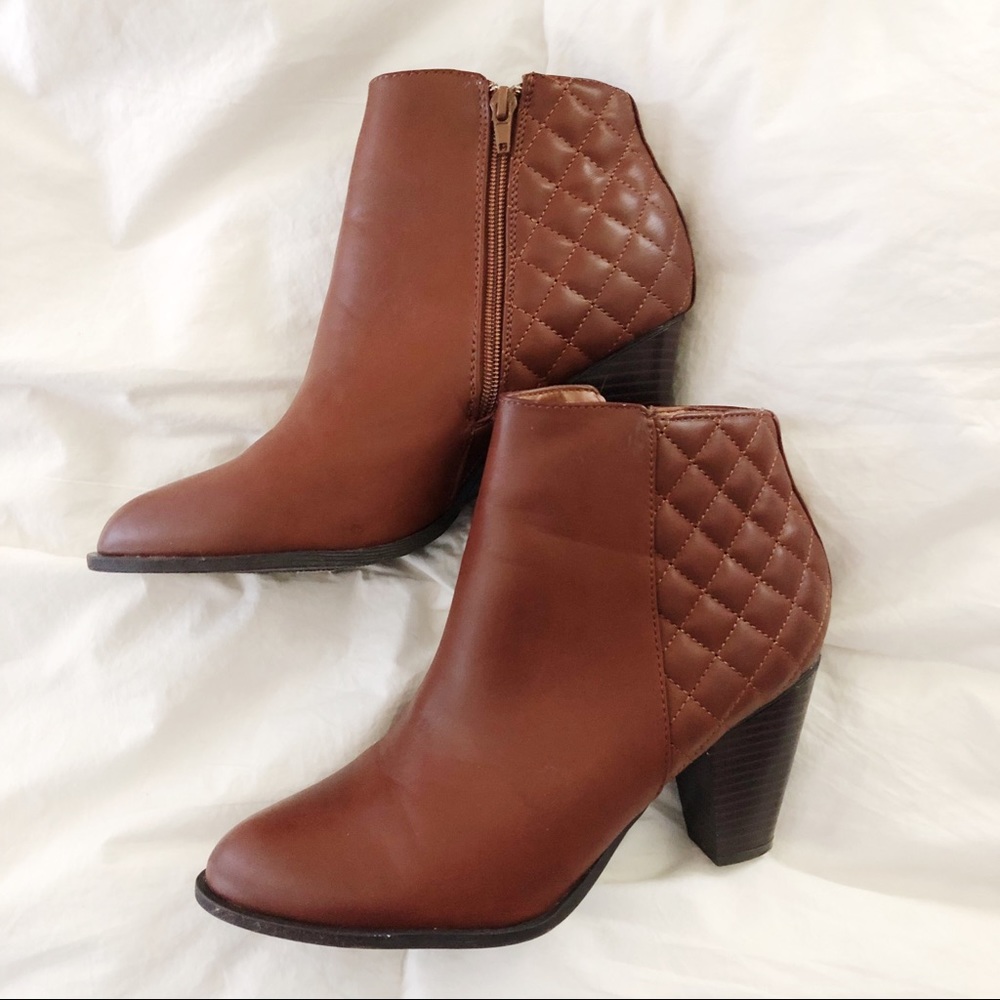 Chestnut Brown Heeled Booties